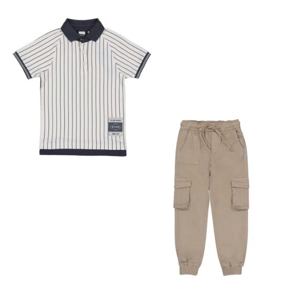 Quapi stripped polo and cargo pants
