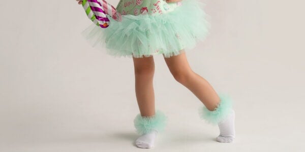 Ankle Socks With Tulle - White Green