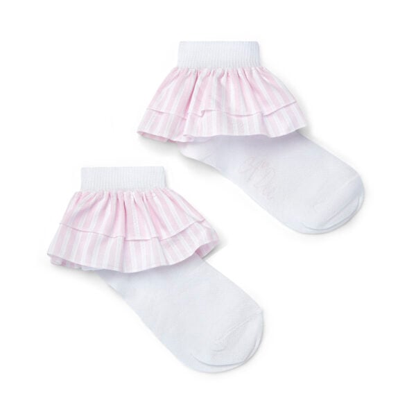 A Dee Capri Seersucker Frill Ankle Sock