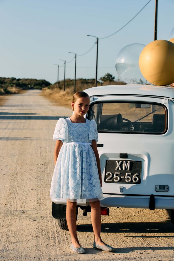 patachou blue shiffon dress