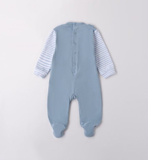 IDO Blue Cotton Teddy Bear Babygrow - Image 3