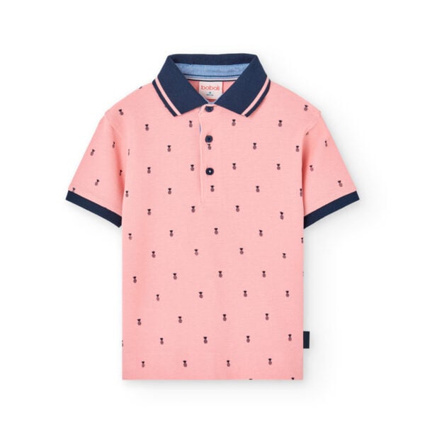 Boboli navy and pink printed polo shirt