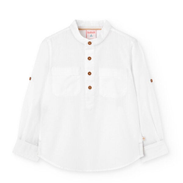 Boboli white grandad collar shirt