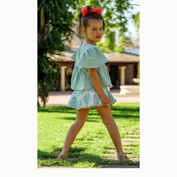 cocote sage green short and blouse set