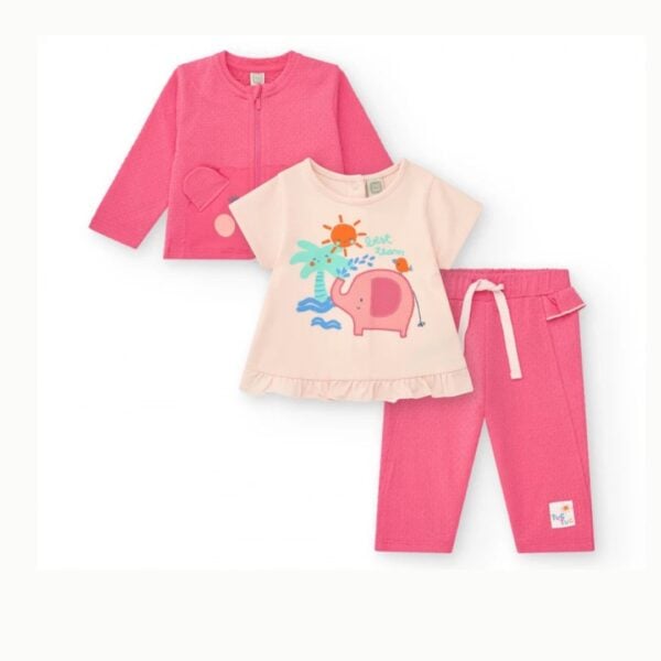 tuc tuc pink three piece set for baby girl
