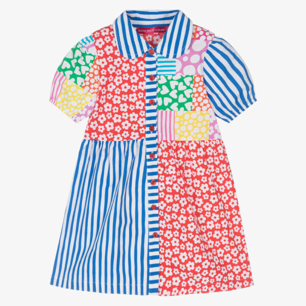 Agatha Ruiz de la Prada Blue & Red Multi-Pattern Cotton Dress