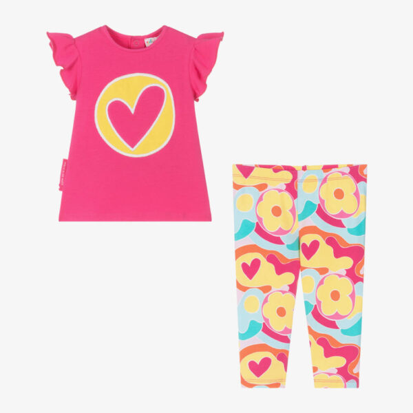 Agatha Ruiz de La Parada Baby Pink Cotton Leggings Set - Image 2