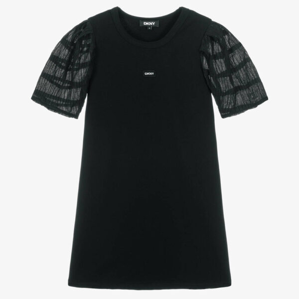 DKNY Black Milano Puff-Sleeved Dress