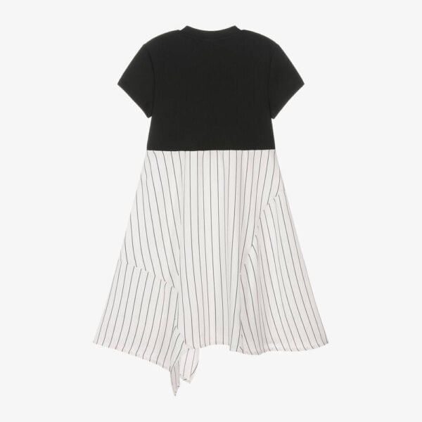 DKNY Black & White Striped Viscose Dress - Image 3