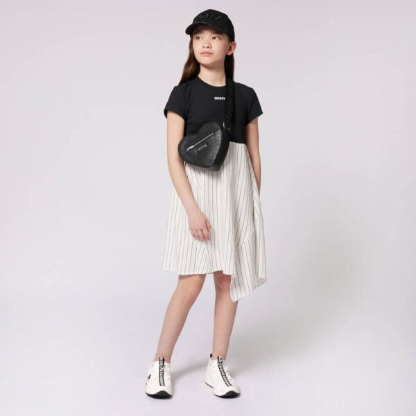 DKNY Black & White Striped Viscose Dress