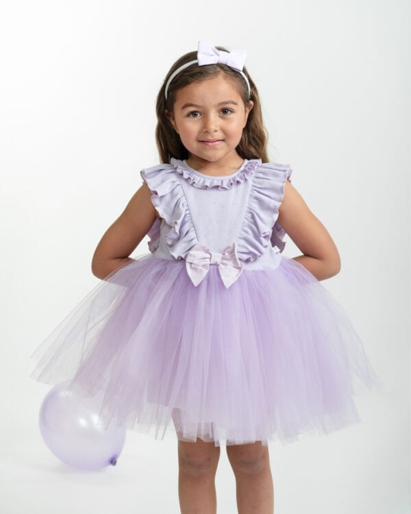 Caramelo purple jersey tulle dress and hairband set
