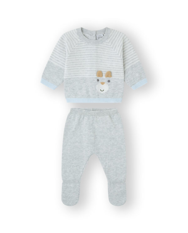 Yatsi blue and grey knit trouser set
