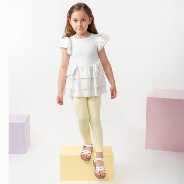 Caramelo kids white and lemon legging set