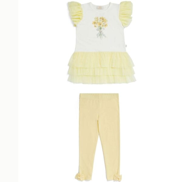 Caramelo kids white and lemon legging set