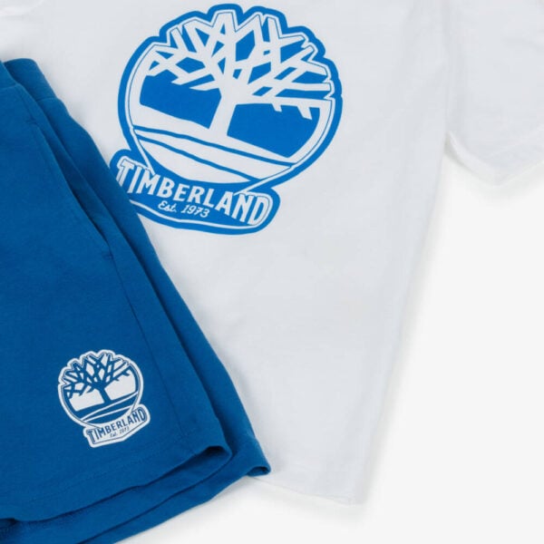 Timberland White & Blue Cotton Shorts Set - Image 3