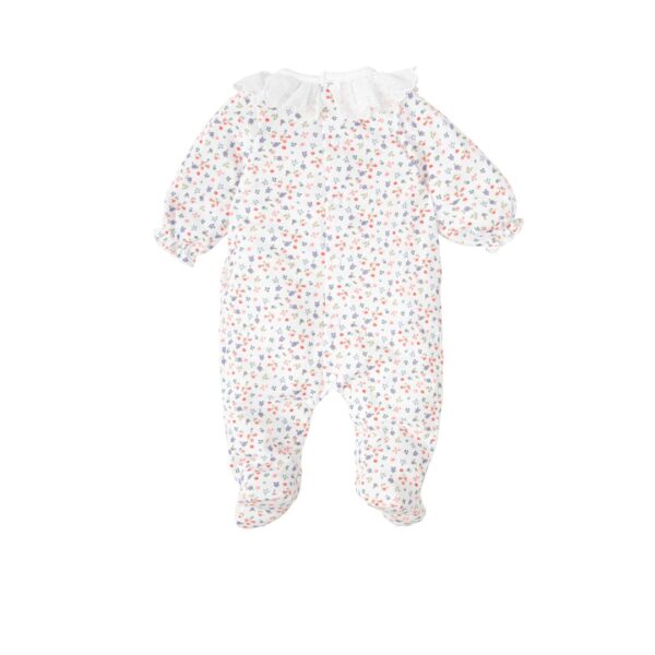 Babidu White Floral Print Cotton Babygrow - Image 2