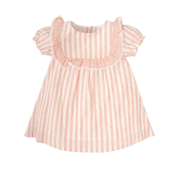 Babidu pink stripe linen dress
