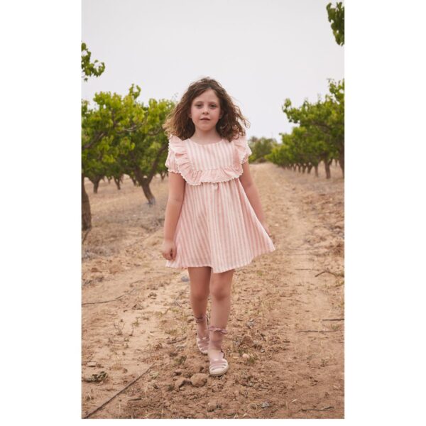 Babidu  Pink Striped Cotton & Linen Dress - Image 2