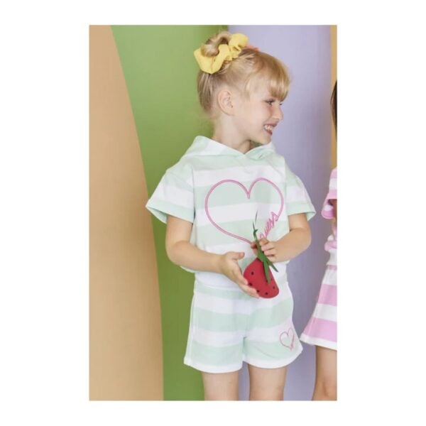 Guess green stripe summer short set