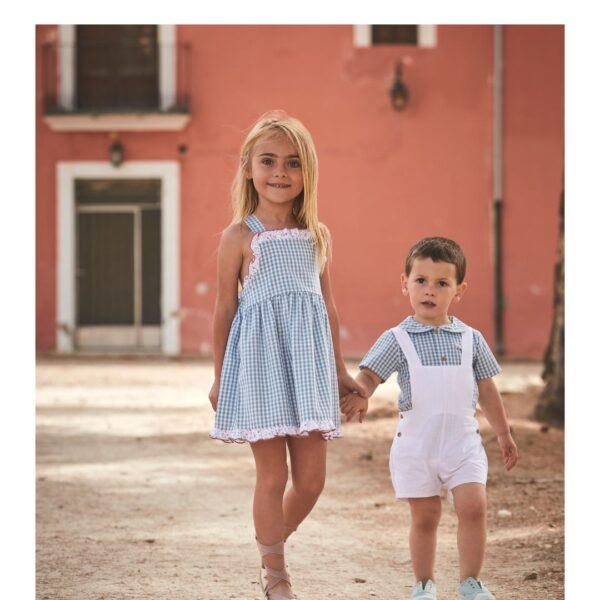 Babidu Green Gingham Pinafore Dress - Image 2