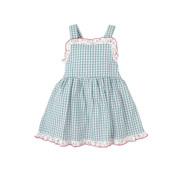 Babidu Green Gingham Pinafore Dress - Image 4