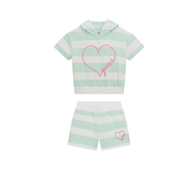 Guess Green Stripe Short Set - Image 2