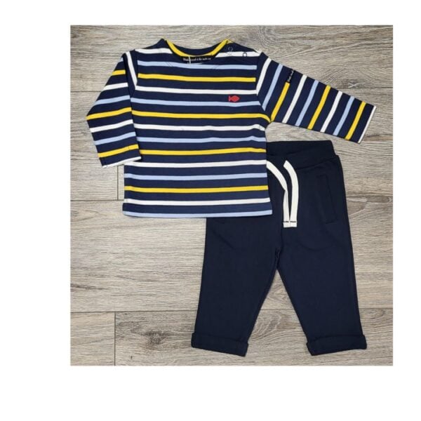 Weekend a la mer navy stripe top and jogger ser