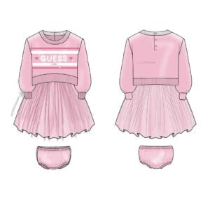 Guess mixed fabric dress candy pink