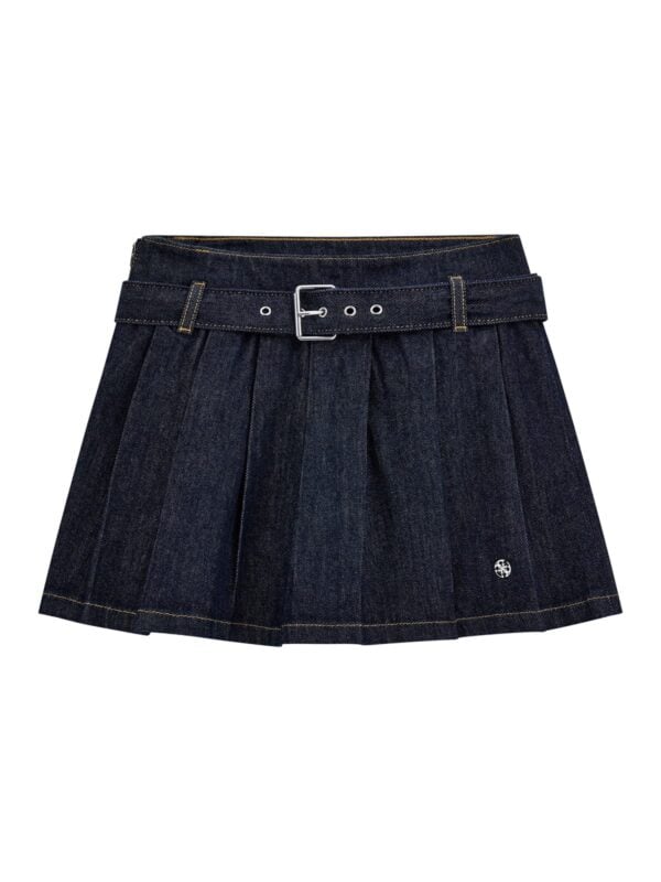 Guess dark blue pleated denim skirt