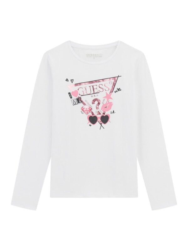 Guess junior girl long sleeve logo t-shirt