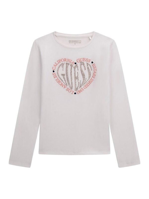 Guess long sleeve heart logo t-shirt