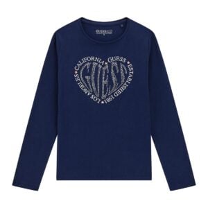 Guess navy long sleeve heart logo t-shirt