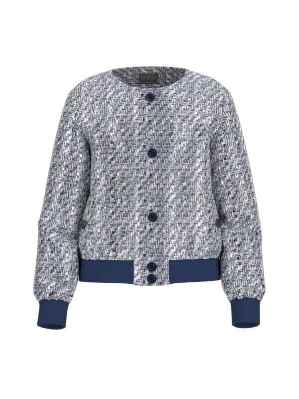 Guess blue tweed bomber jacket