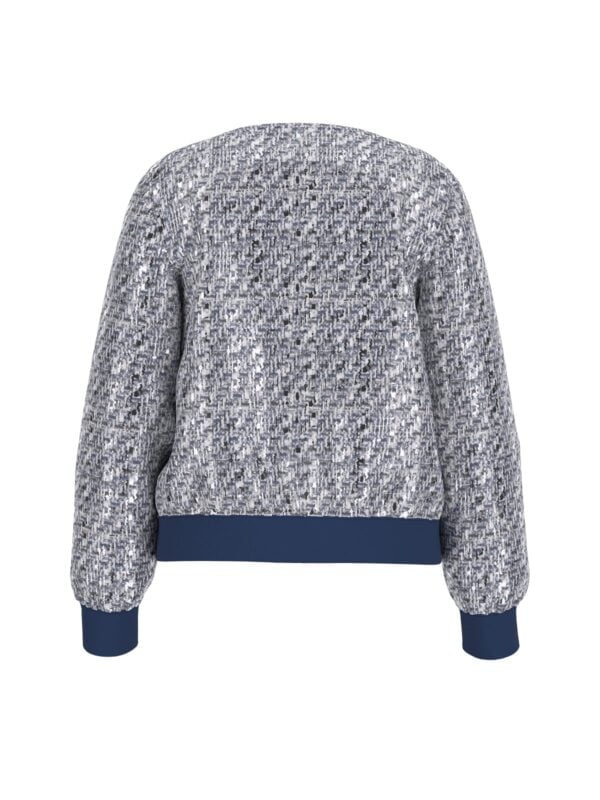 Guess Blue Tweed Bomber Jacket - Image 2