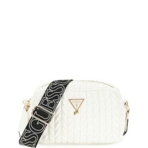Guess cream white padded quilted crossbody camera bag