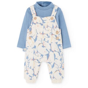 boboli printed dungaree set