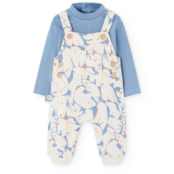 boboli printed dungaree set