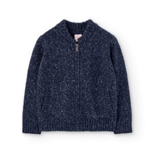 Boboli navy knitted zip up cardigan