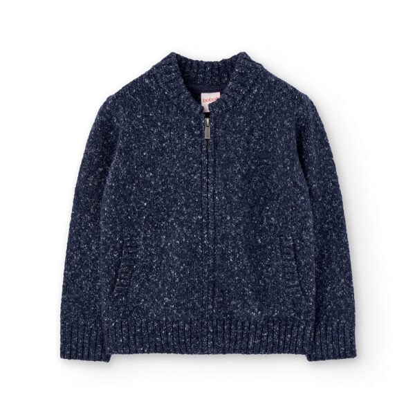 Boboli navy knitted zip up cardigan