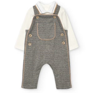Boboli Body Vest and Grey Dungaree Set