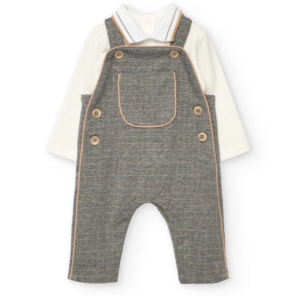 Boboli Body Vest and Grey Dungaree Set