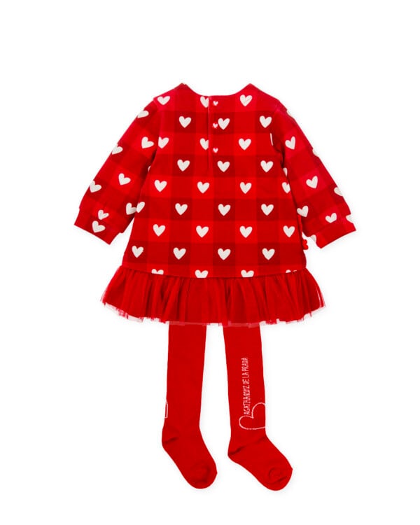 Agatha Ruiz De La Prada Red Dress Set with Checked Heart Pattern - Image 3
