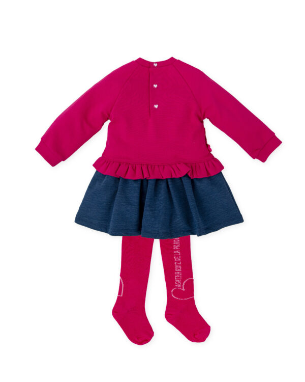 Agatha Ruiz de La Prada Pink & Blue Heart Jersey Dress & Tights Set - Image 3