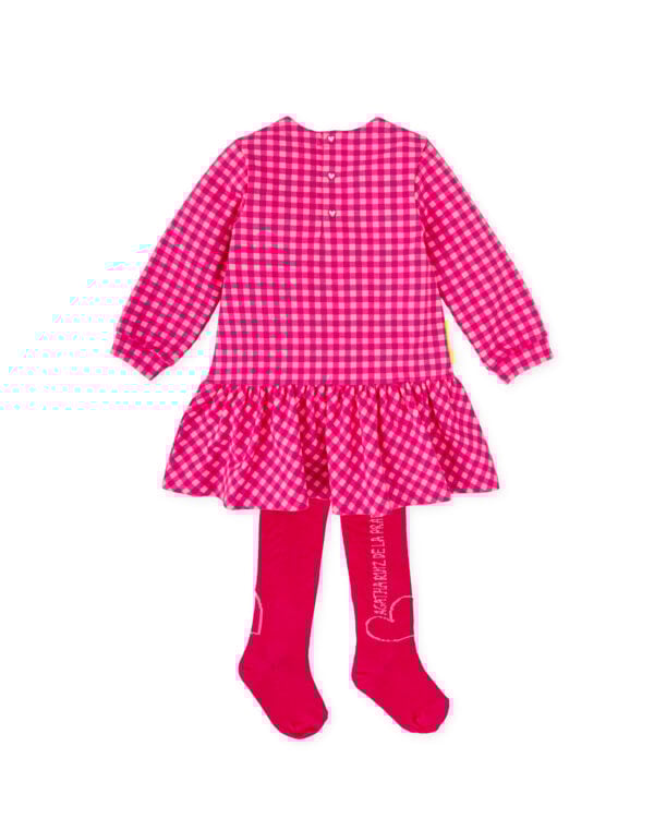 Agatha Ruiz de La Prada Pink Gingham Jersey Dress & Tights Set - Image 4
