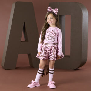 A Dee Millie Initial print bow Short Set