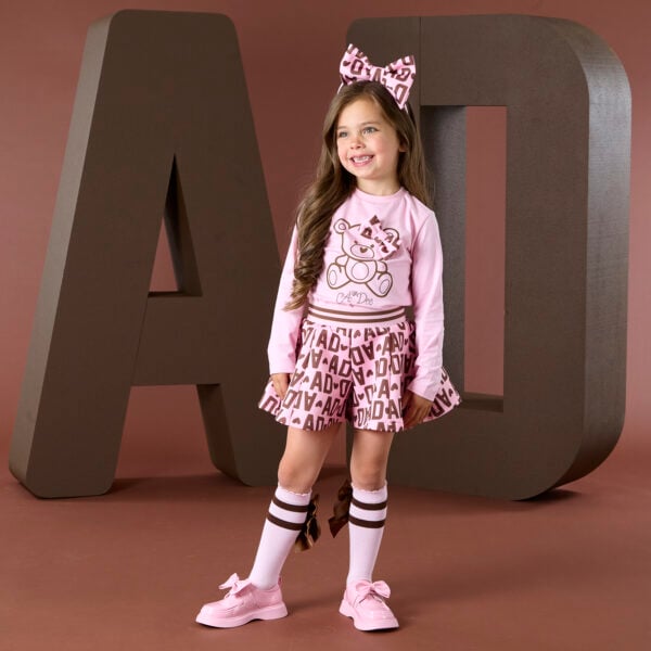 A Dee Millie Initial print bow Short Set