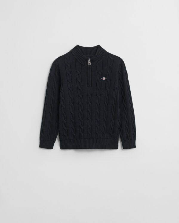 gant cotton cable half zip - navy evening blue