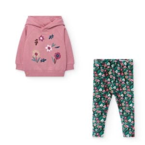 Boboli pink fleece sweatshirt and legging set