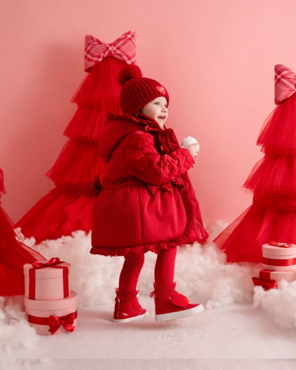 Little A Kaia Heart embroidery puff hooded jacket - Image 2