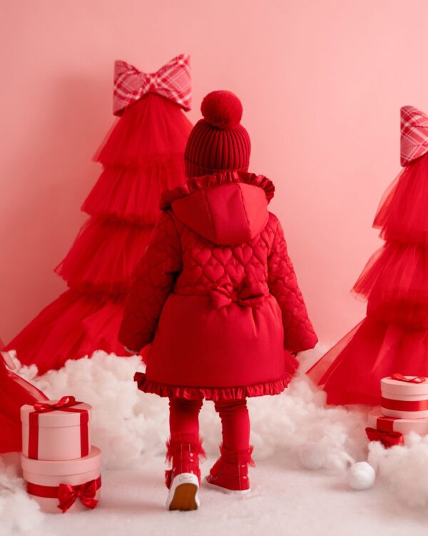 Little A Kaia Heart embroidery puff hooded jacket - Image 3